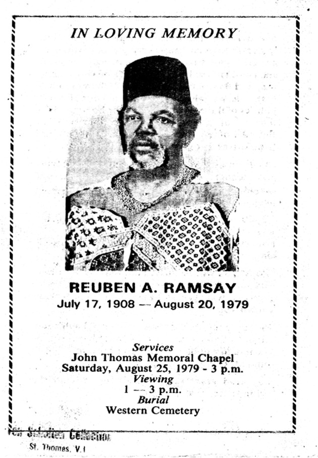 Funeral Booklet for Reuben A. Ramsay - Page 1