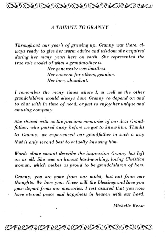 Funeral Booklet for Alice Keturah Reese - Page 6