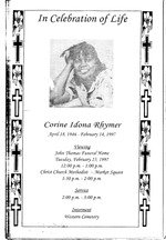 Funeral Booklet for Corine Idona Rhymer