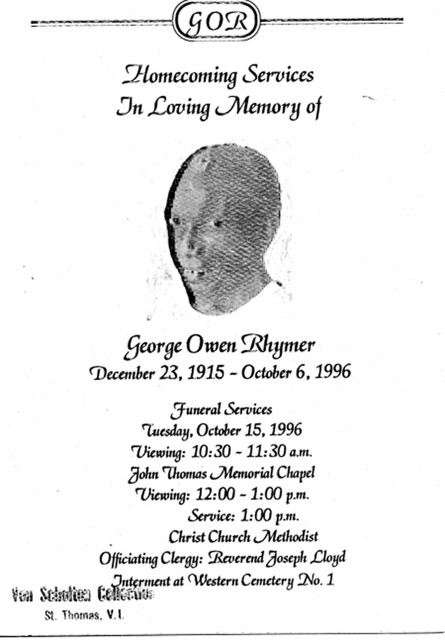 Funeral Booklet for George Owen Rhymer - Page 1