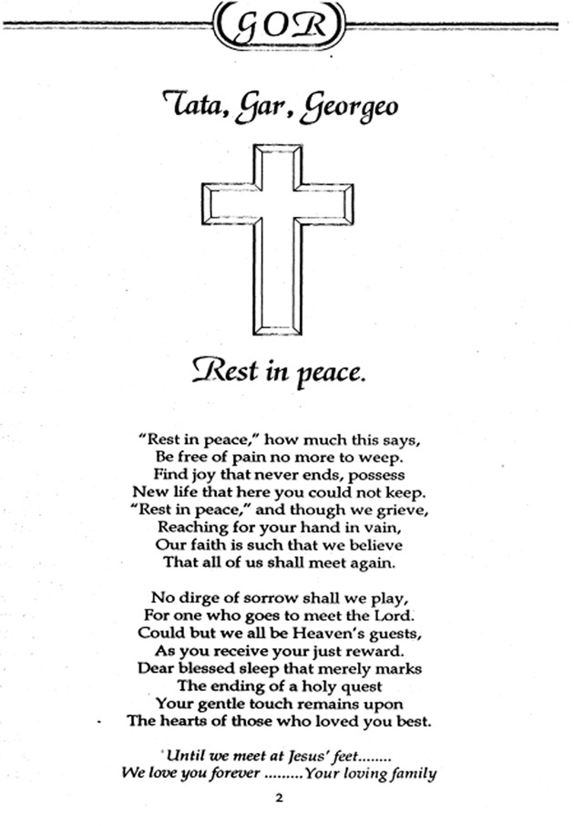 Funeral Booklet for George Owen Rhymer - Page 2