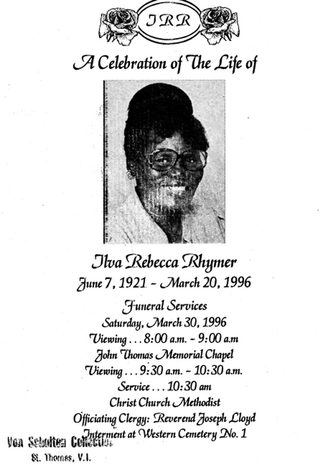 Funeral Booklet for Ilva Rebecca Rhymer - Page 1