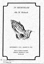 Funeral Booklet for Ada M. Richards