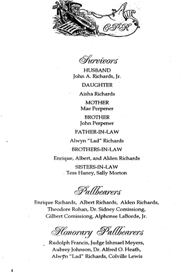 Funeral Booklet for Carmena Mae Perpener Richards Richards - Page 4