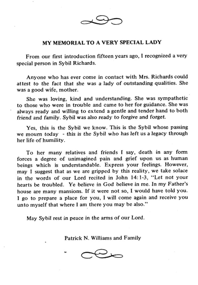 Funeral Booklet for Sybil Lucinda Richards Richards - Page 7