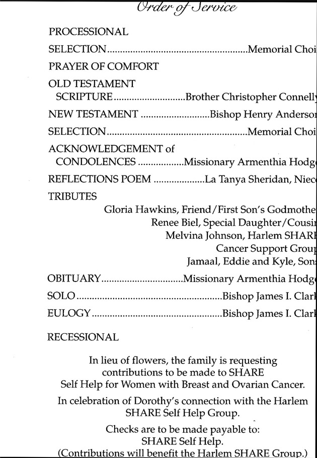 Funeral Booklet for Dorothea Aldreca Richardson Richardson - Page 3