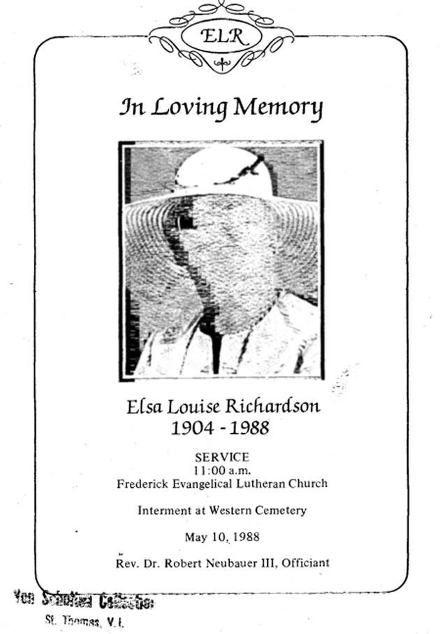 Funeral Booklet for Elsa Louise Richardson Richardson - Page 1