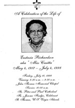 Funeral Booklet for Eustasia Richardson Richardson