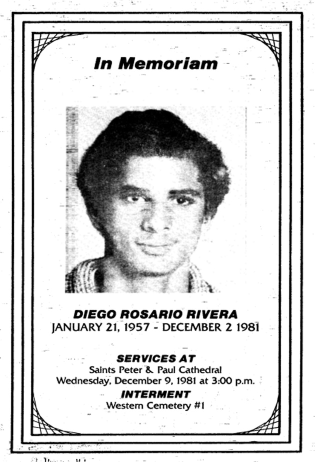 Funeral Booklet for Diego Rosario Rivera - Page 1