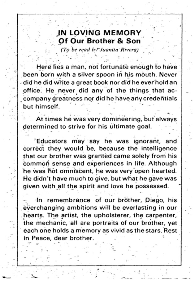 Funeral Booklet for Diego Rosario Rivera - Page 4