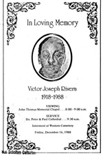 Funeral Booklet for Victor Joseph Rivera