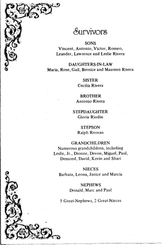 Funeral Booklet for Victor Joseph Rivera - Page 2