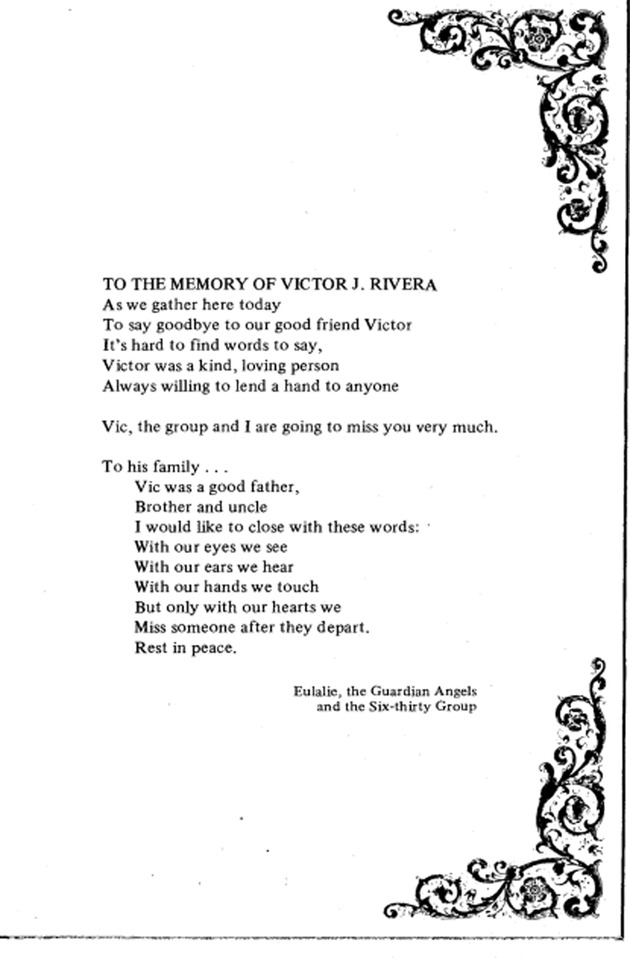 Funeral Booklet for Victor Joseph Rivera - Page 5