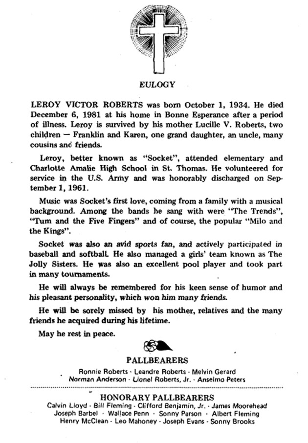 Funeral Booklet for Leroy Victor Roberts - Page 2