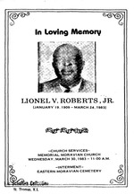 Funeral Booklet for Lionel V. Roberts Jr.