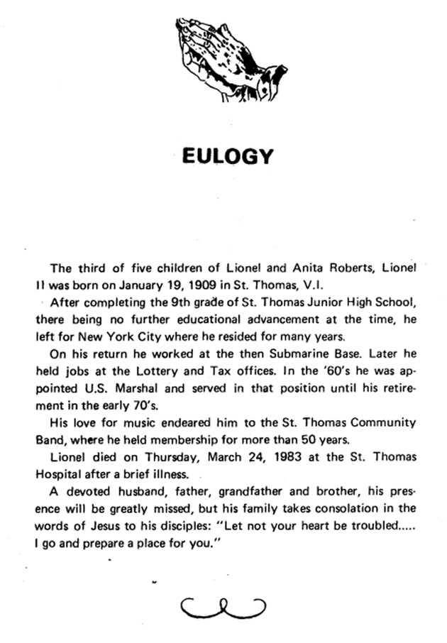 Funeral Booklet for Lionel V. Roberts Jr. - Page 2