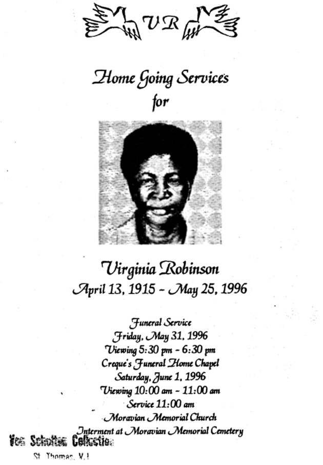 Funeral Booklet for Virginia Robinson - Page 1