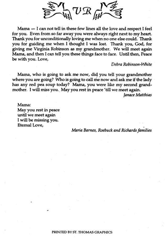 Funeral Booklet for Virginia Robinson - Page 5