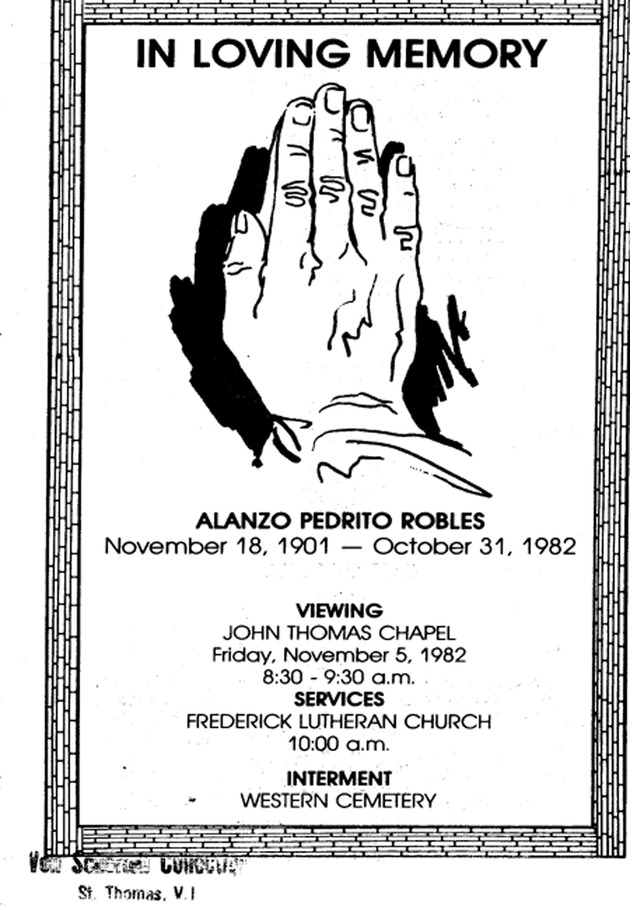 Funeral Booklet for Alanzo Pedrito Robles - Page 1