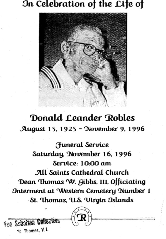 Funeral Booklet for Donald Leander Robles - Page 1