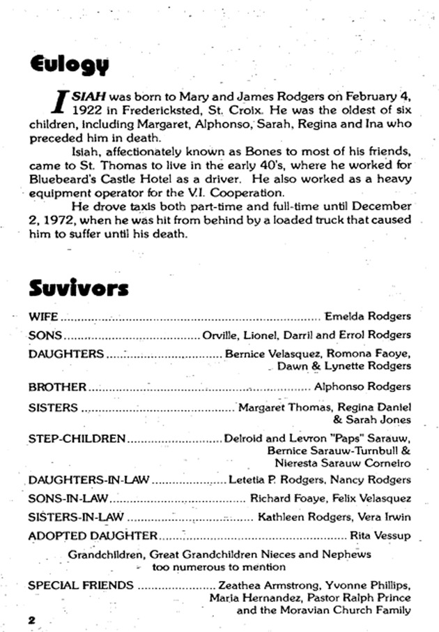 Funeral Booklet for Isiah Rodgers - Page 2