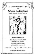 Funeral Booklet for Edward O. Rodriguez