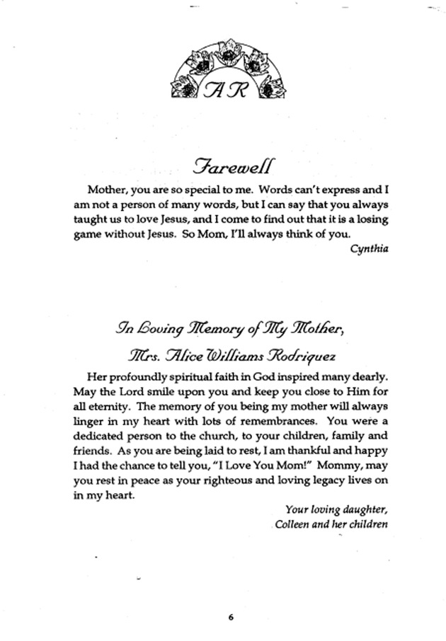 Funeral Booklet for Alice Elizabeth Rodriquez - Page 4