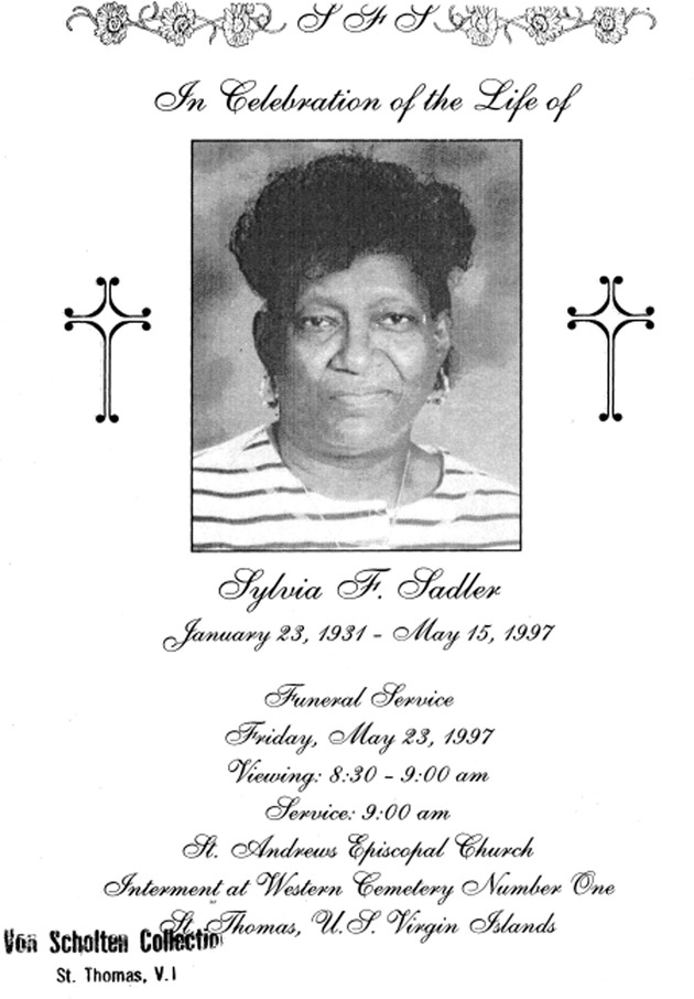 Funeral Booklet for Sylvia F. Sadler - Page 1