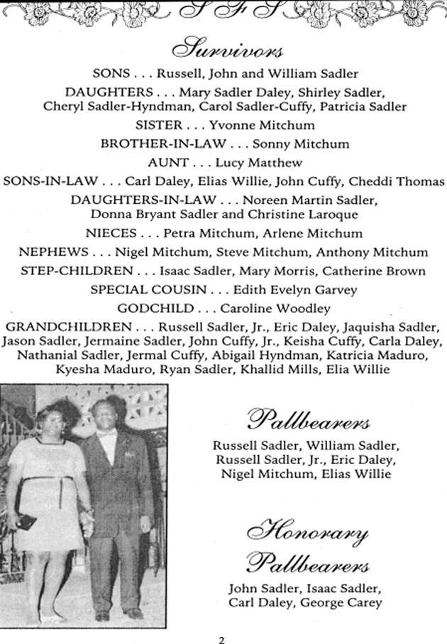 Funeral Booklet for Sylvia F. Sadler - Page 2