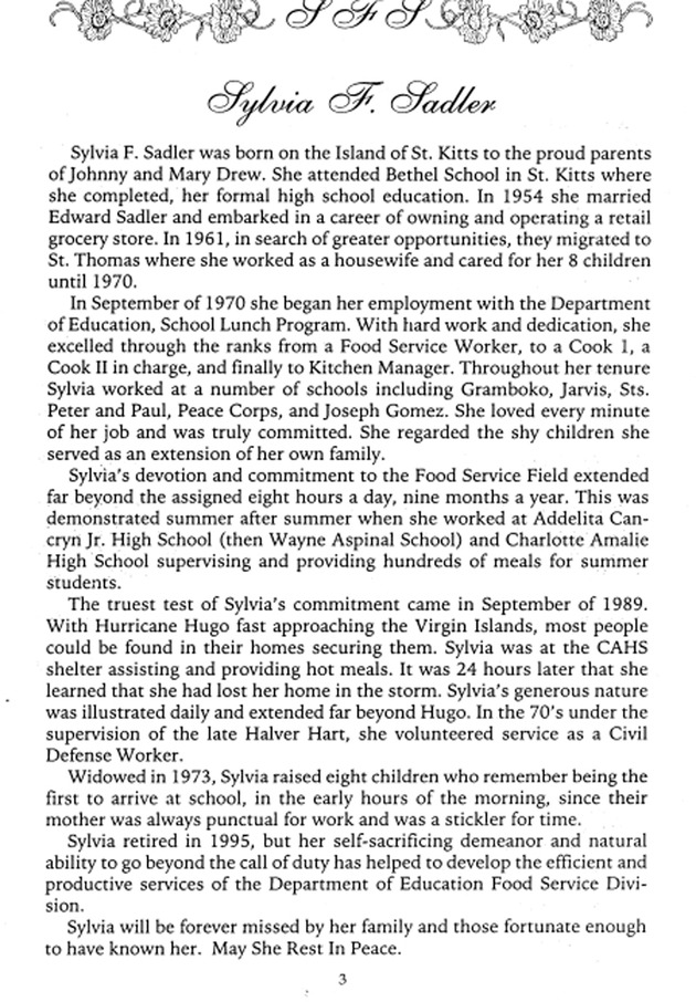 Funeral Booklet for Sylvia F. Sadler - Page 3