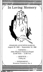 Funeral Booklet for Charles Augustus Samuel