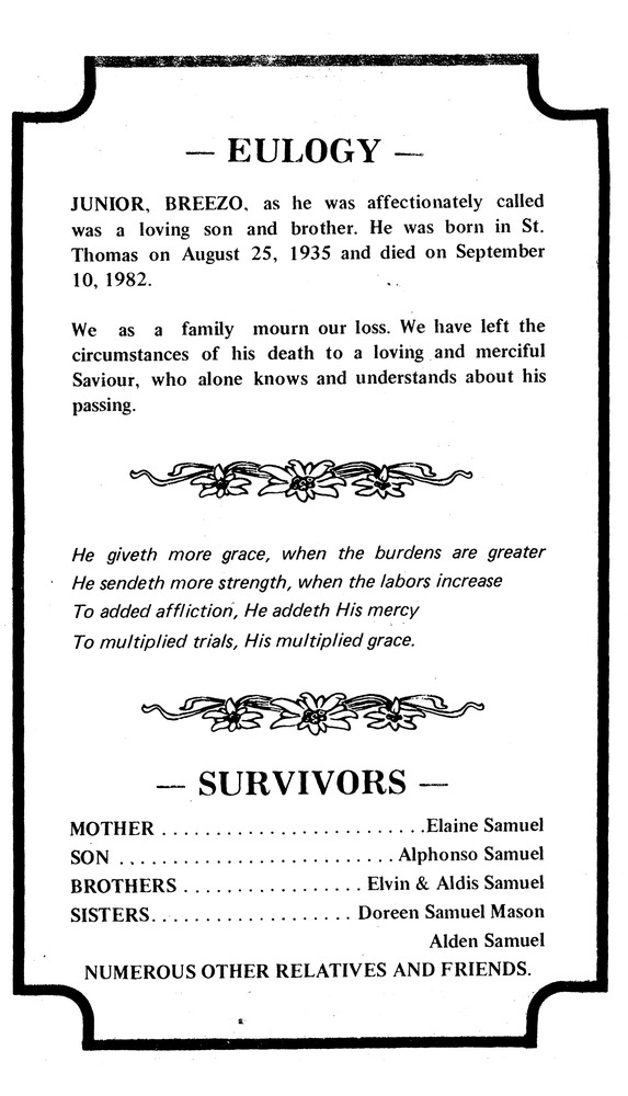 Funeral Booklet for Charles Augustus Samuel - Page 2