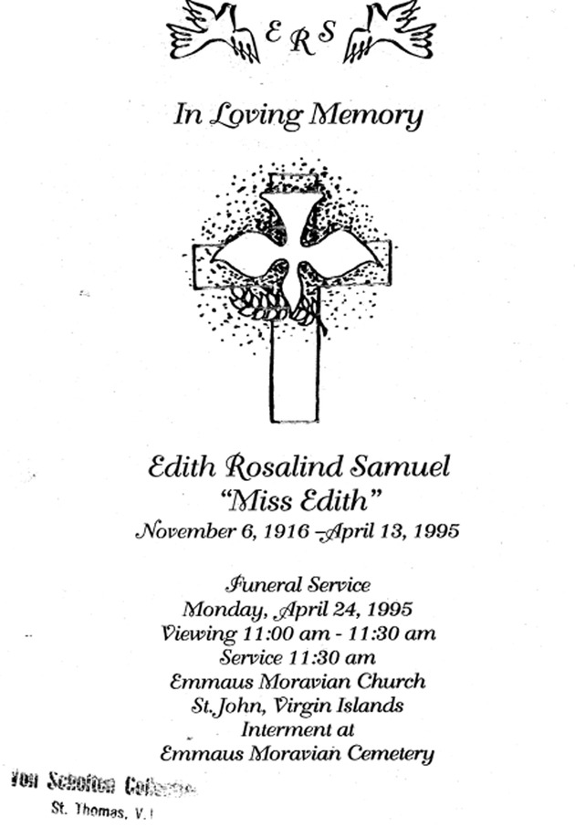 Funeral Booklet for Edith Rosalind Samuel - Page 1