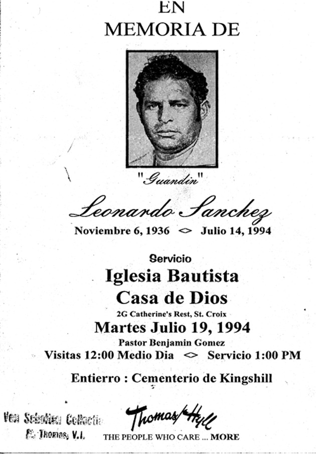 Funeral Booklet for Leonardo Sanchez - Page 1