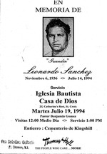 Funeral Booklet for Leonardo Sanchez