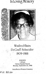 Funeral Booklet for Winifred Elmira Degraff Schneider