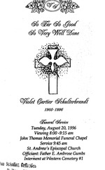 Funeral Booklet for Violet Cartier Schulterbrandt