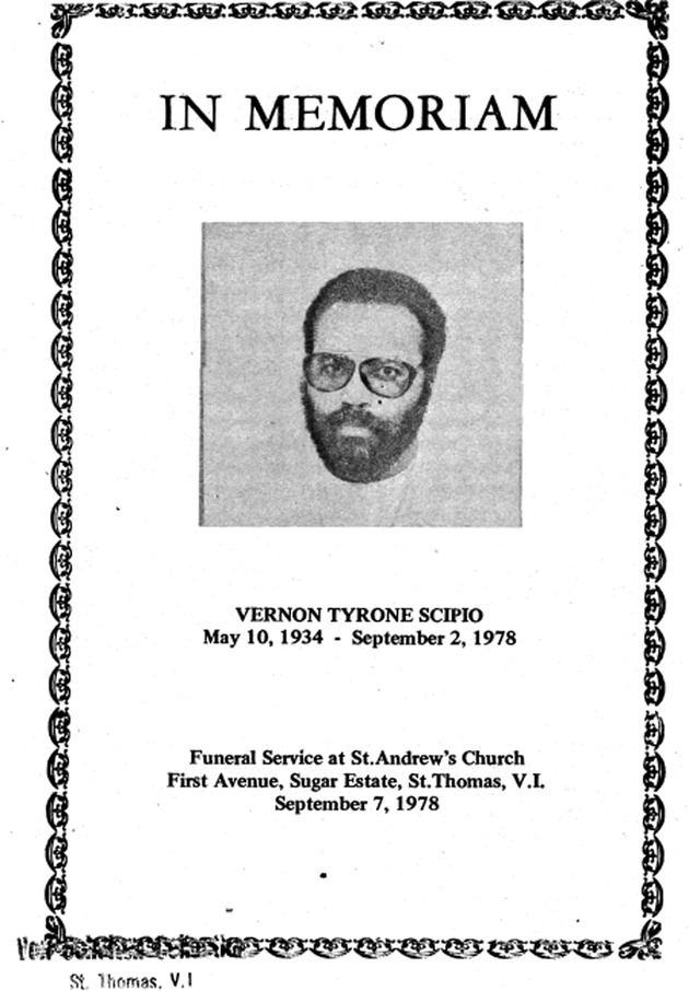 Funeral Booklet for Vernon Tyrone Scipio - Page 1