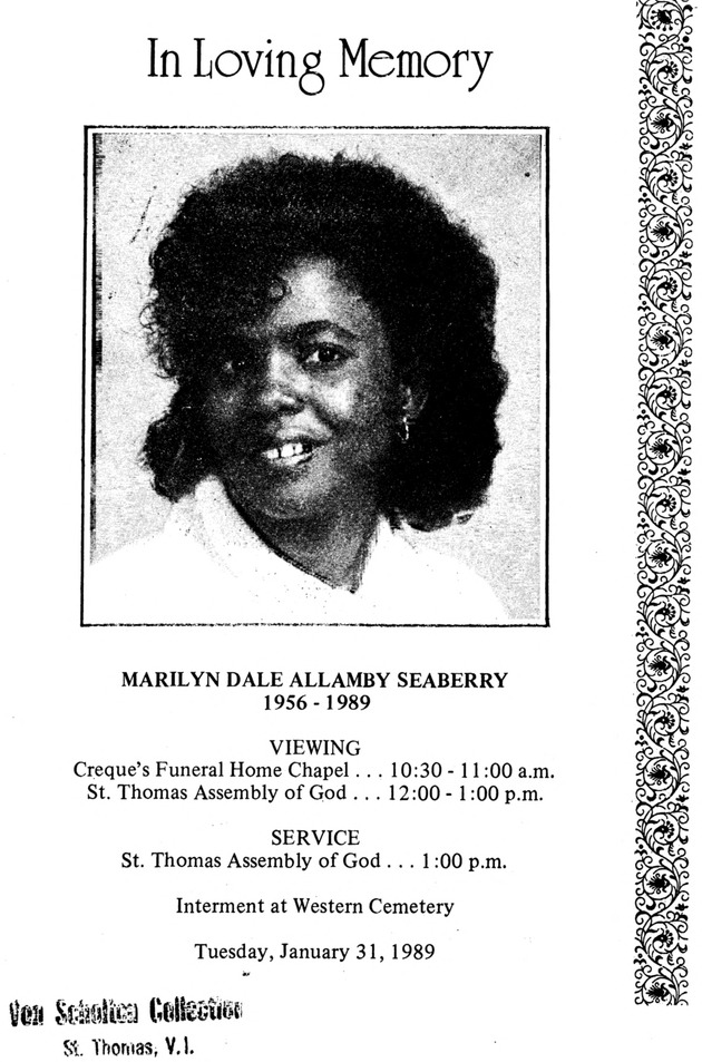 Funeral Booklet for Marilyn Dale Allamby Seaberry - Page 1