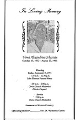 Funeral Booklet for Verna Alexandrina Sebastian