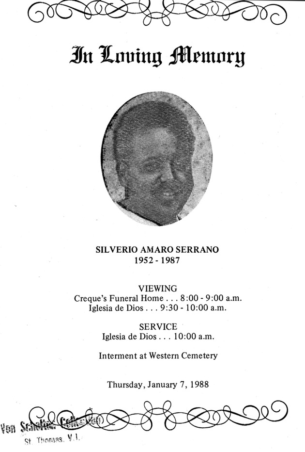 Funeral Booklet for Silverio Amaro Serrano - Page 1