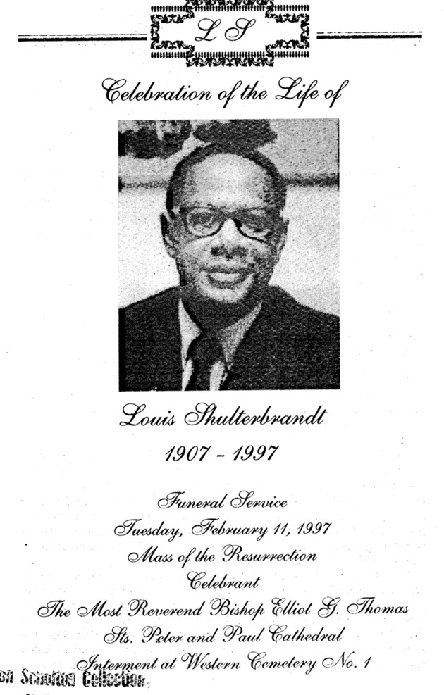 Funeral Booklet for Louis Shulterbrandt - Page 1