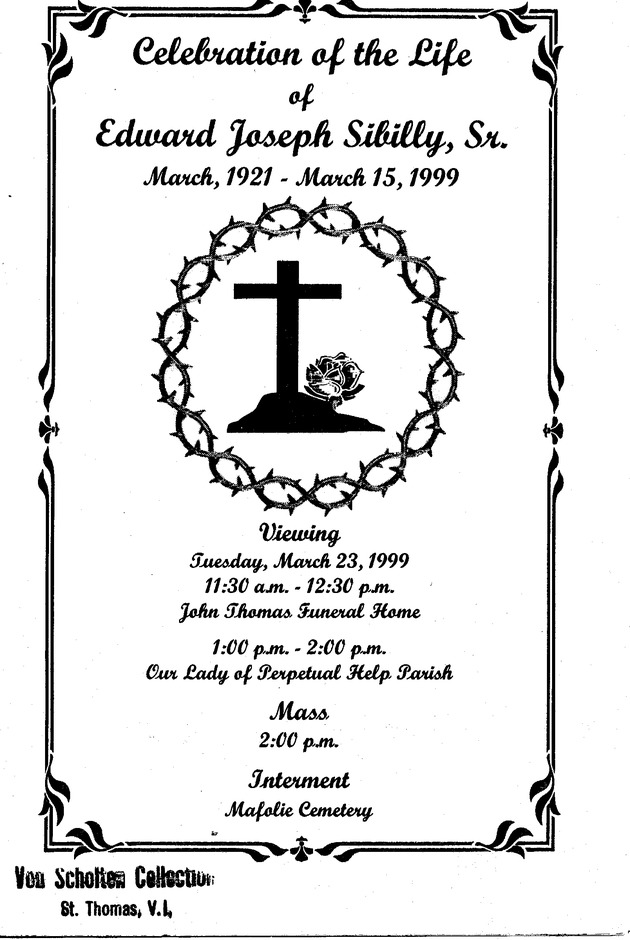 Funeral Booklet for Edward J. Sibilly. Sr. - Page 1