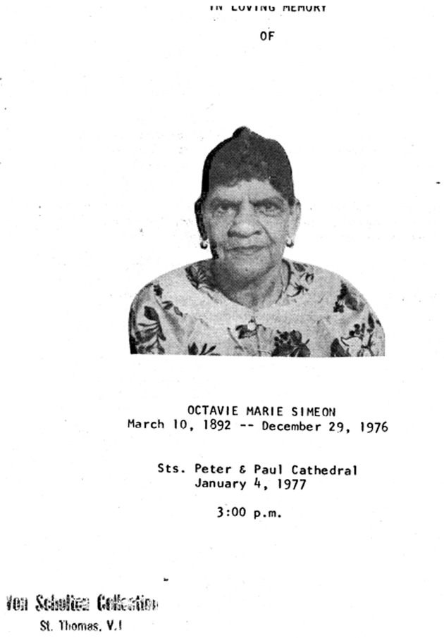 Funeral Booklet for Octavie M. Simeon - Page 1