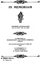 Funeral Booklet for Josephine L. Singleton