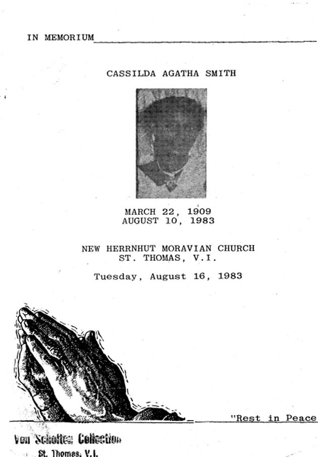 Funeral Booklet for Cassilda Agatha Smith - Page 1