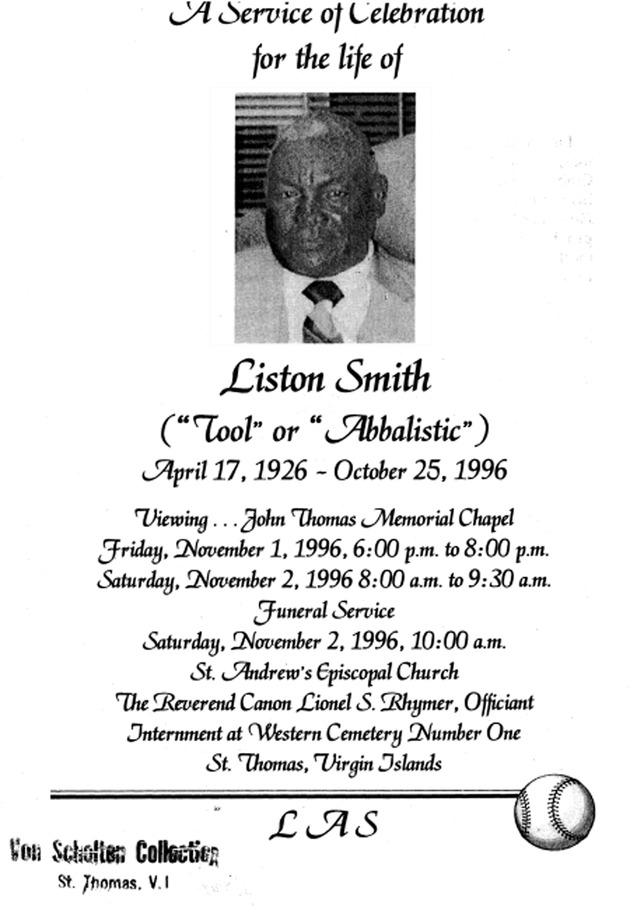 Funeral Booklet for Liston Smith - Page 1