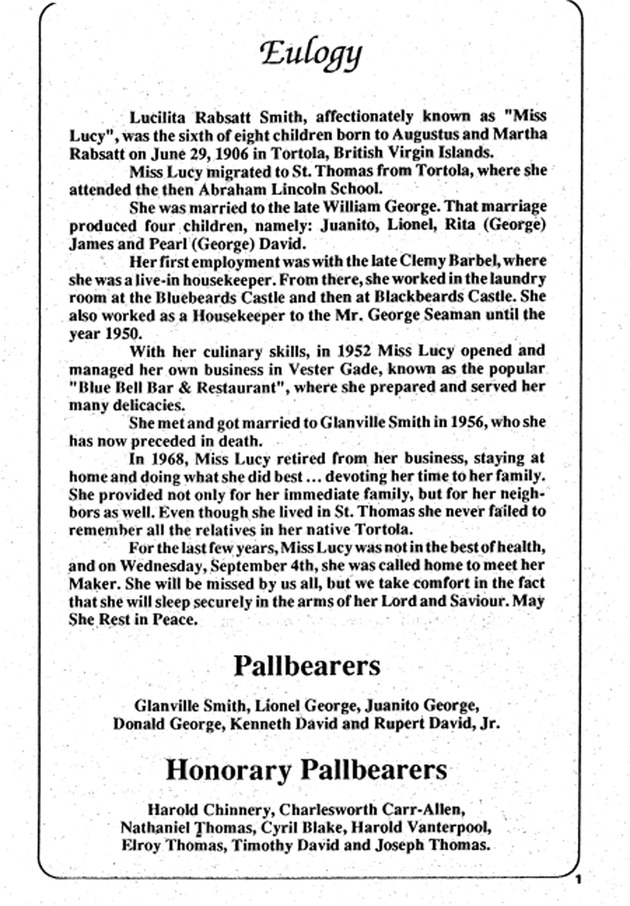 Funeral Booklet for Lucilita S. Smith - Page 2