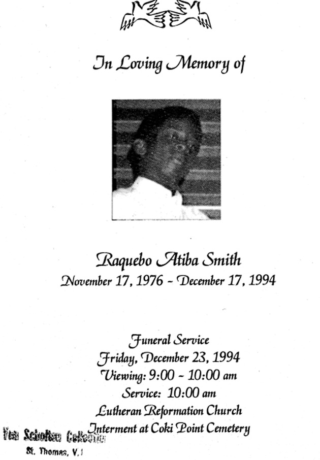 Funeral Booklet for Raquebo A. Smith - Page 1