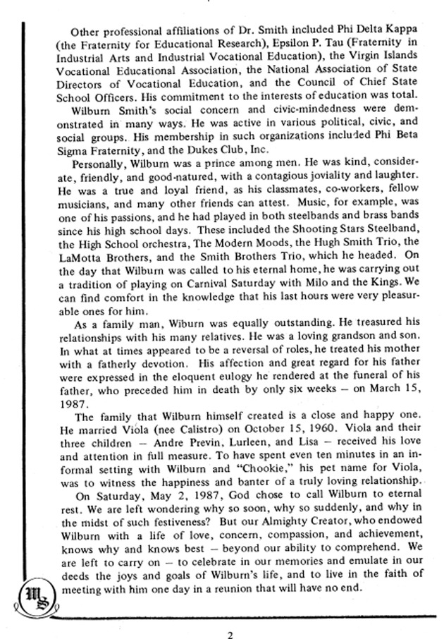 Funeral Booklet for Wilburn A. Smith, Jr. - Page 4